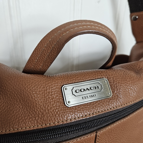 Coach Transatlantic Messenger Bag Brown Pebbled Leather Unisex Crossbody - Picture 4 of 16